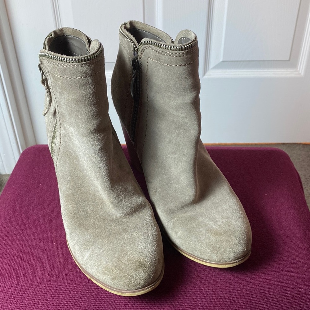 Lime Light Kendra Leather Upper Heel Suede Booties Boot zipper side size 10